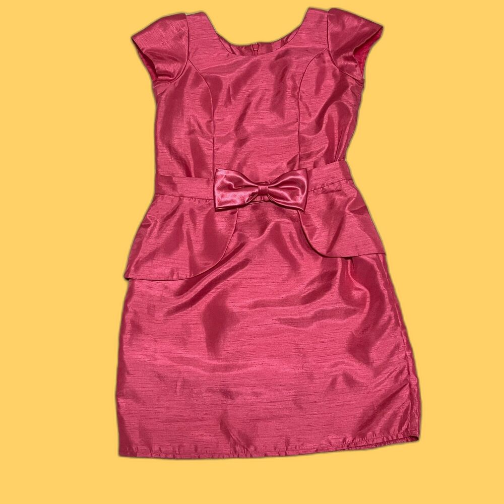 Hot pink pageant interview dress peplum & belt/Girl pageant Interview outfit 9